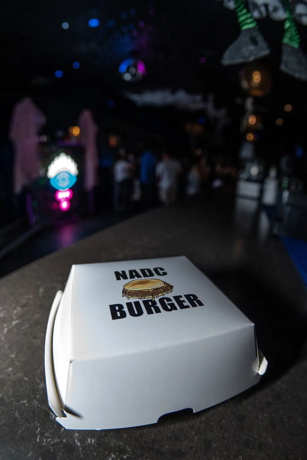 An NADC burger box on the Bazaar bar