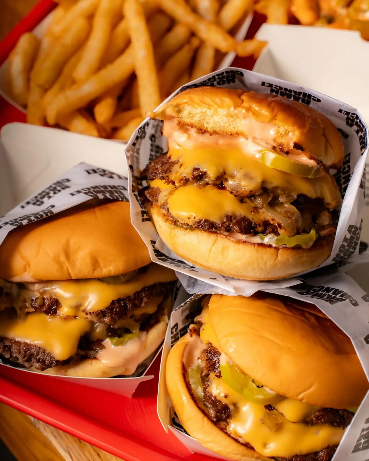 Stacked NADC double cheeseburgers